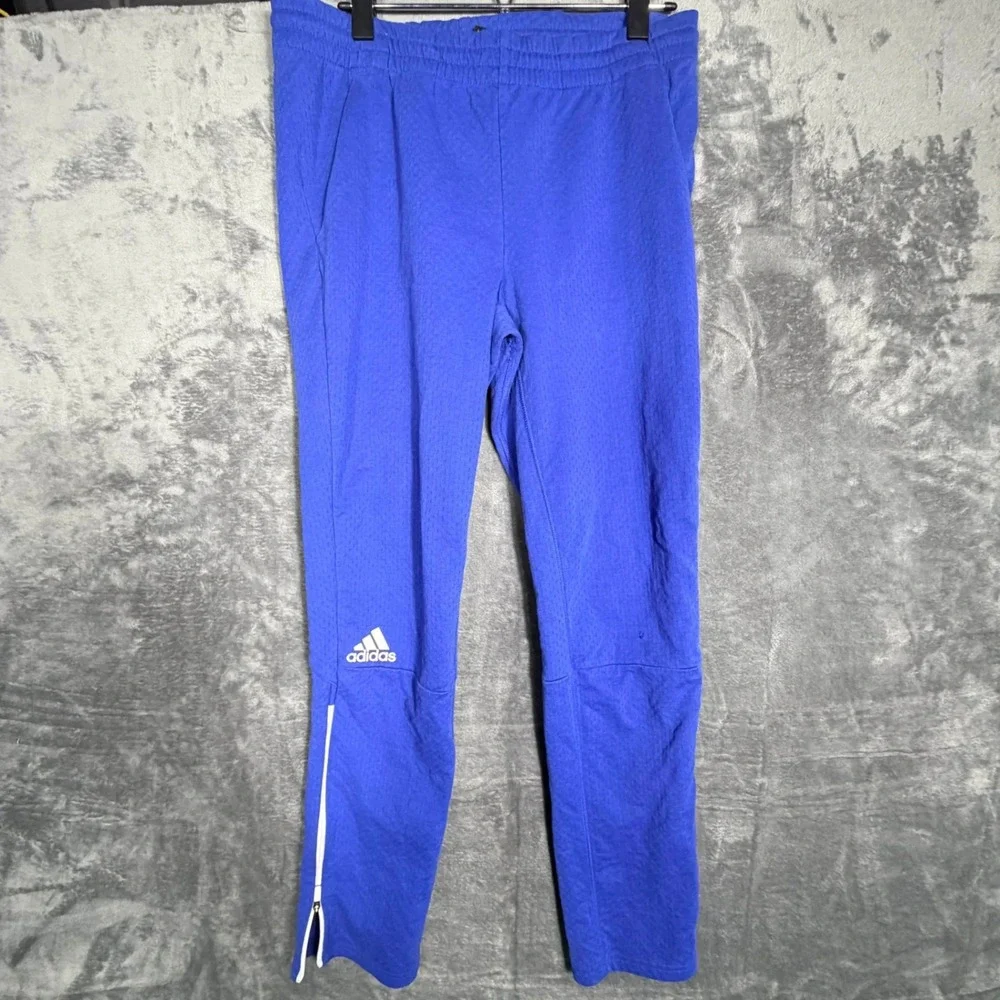 Adidas Mens Climalite Track‎ Pants Size S Blue Athletic Running Zip Leg